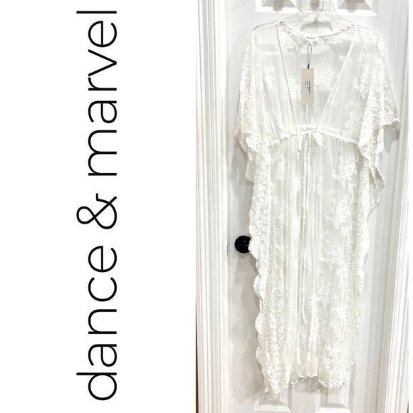 DANCE & MARVEL - NWT - L Sz L Embroidered Lace Beach Cover-Up/Festival Duster - Picture 1 of 15